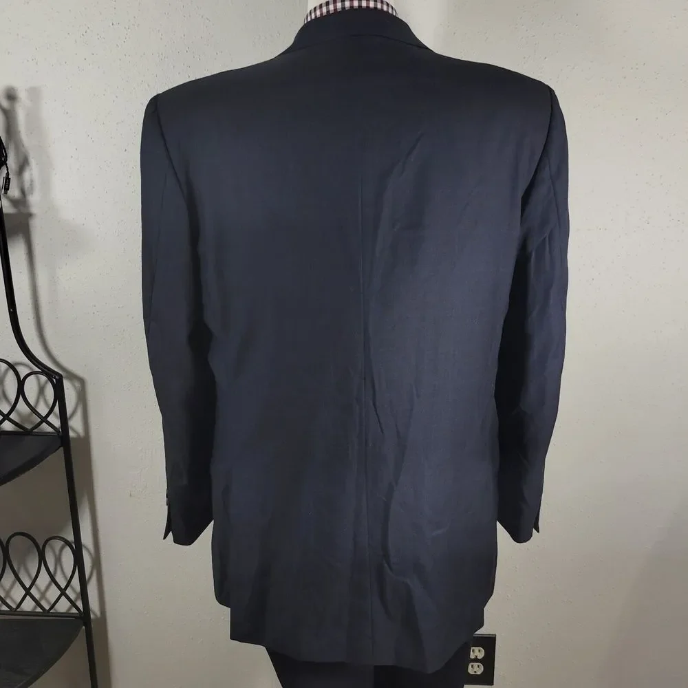 Vitale Barberis Men's Sport Coat‎ Blazer Three Button Navy Blue Wool 100s Sz 44R